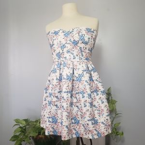 Sans Souci White Floral Tea Party Cupcake Dress L StraplessSans Souci HOCO